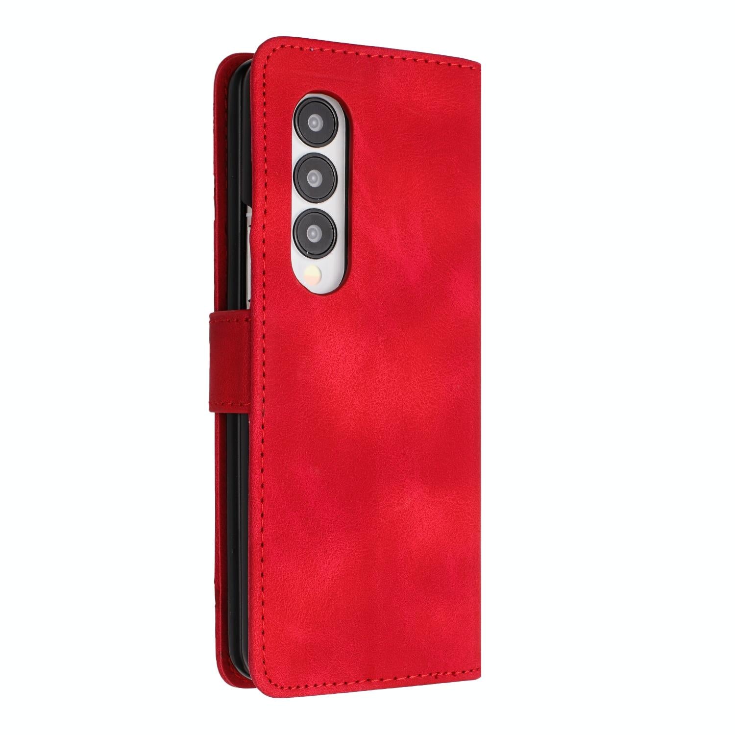 For Samsung Galaxy Z Fold4 5G Smooth Leather Phone Case - Line Pattern - Royal Blue