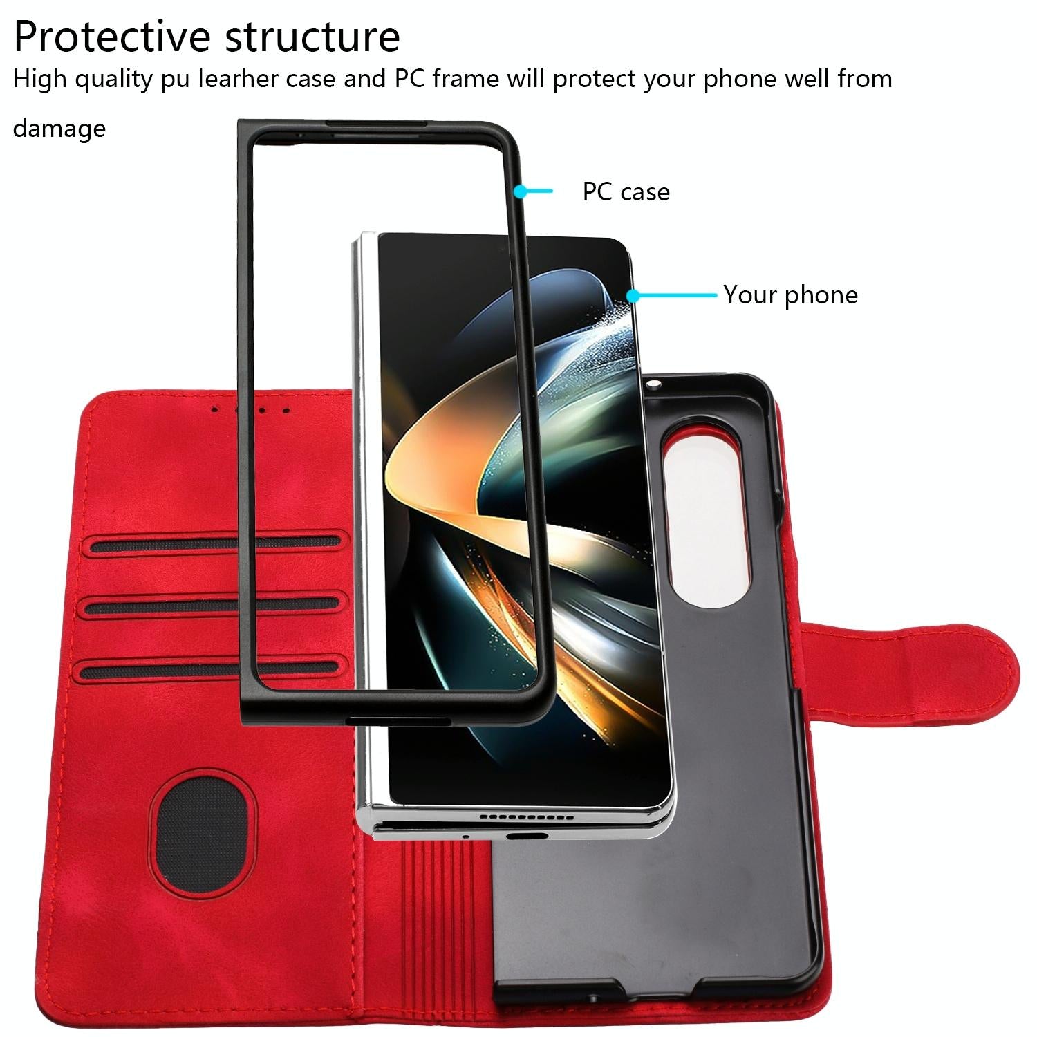 For Samsung Galaxy Z Fold4 5G Smooth Leather Phone Case - Line Pattern - Royal Blue