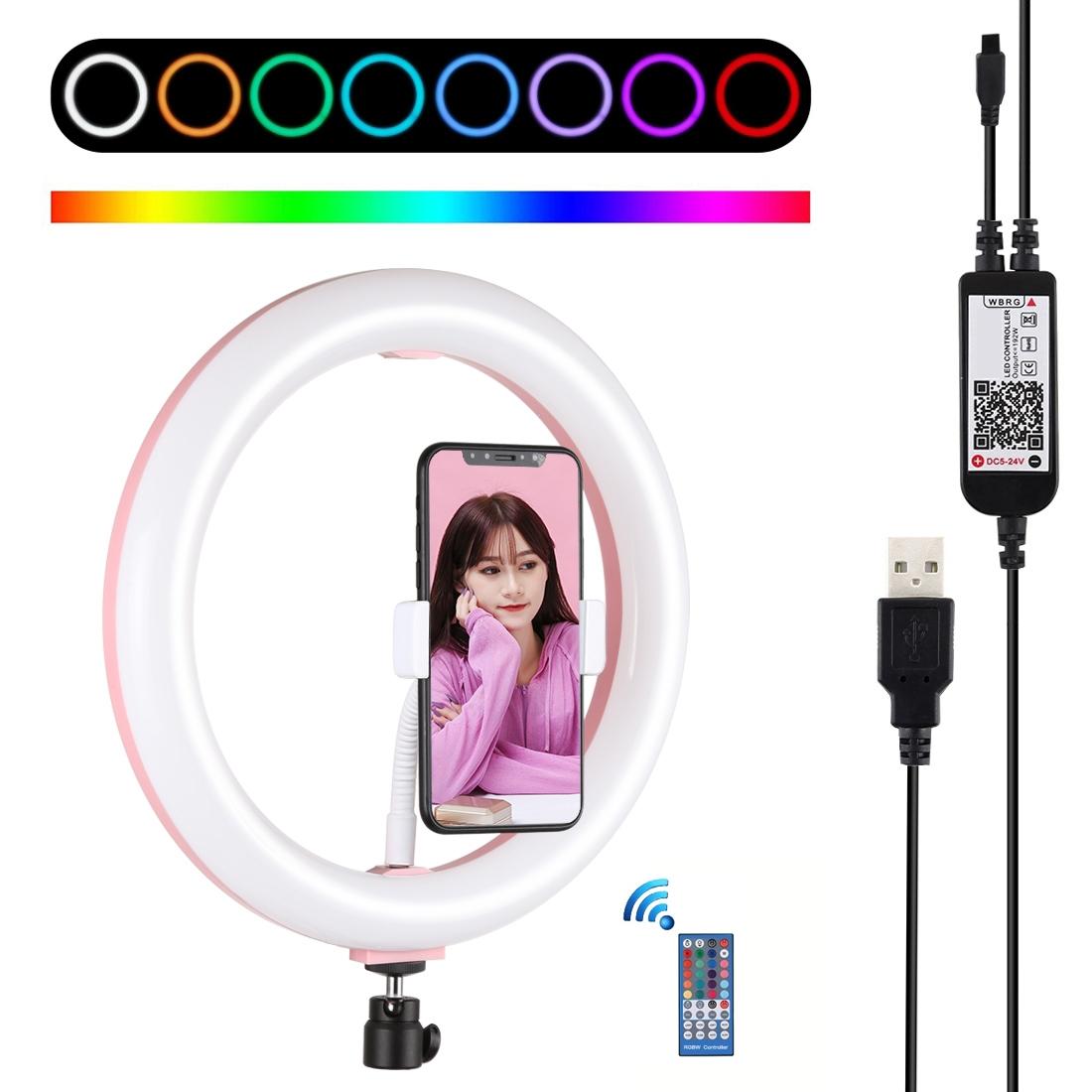 10.2 Curved Led Ring Light with Tripod &amp; Remote for Vlogging &amp; Photography - Pink