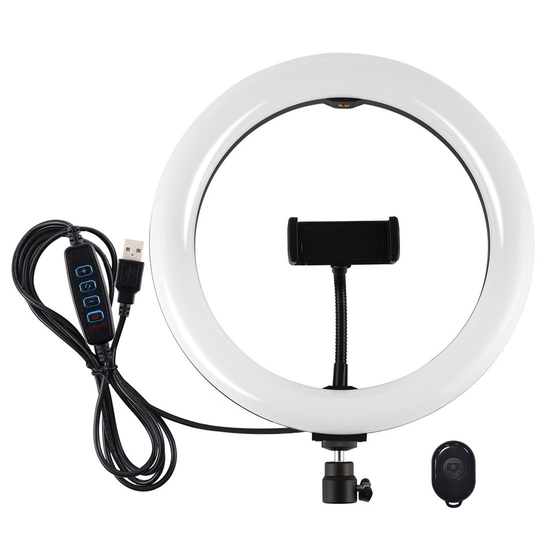 26cm Usb 3 Modes Dimmable Led Ring Light with Phone Clamp - Pink