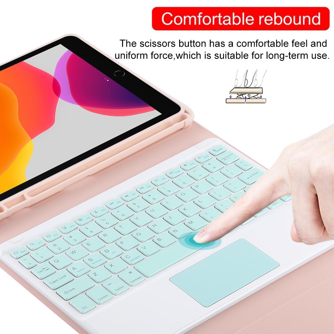 Bluetooth Keyboard & Tablet Case For Ipad 10.2 / Ipad Air 2019 - Detachable Touch Pad Pen Slot Holder - Microfiber Leather - Pink