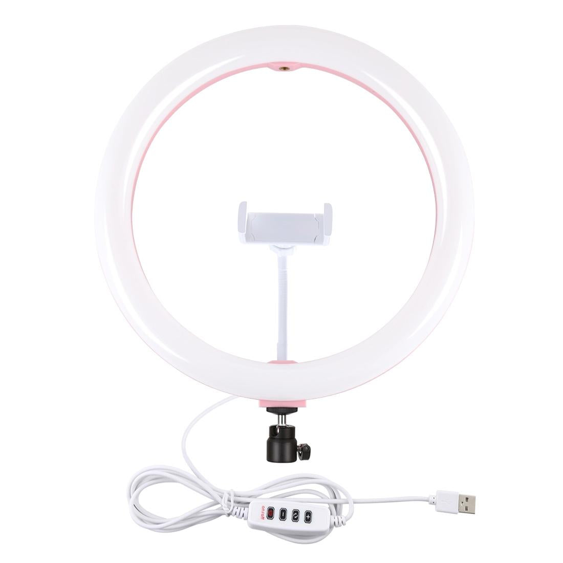 30cm Usb Dual Colour Led Ring Light with Phone Clamp - Pink