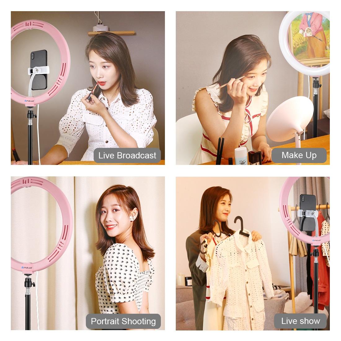 30cm Usb Dual Colour Led Ring Light with Phone Clamp - Pink