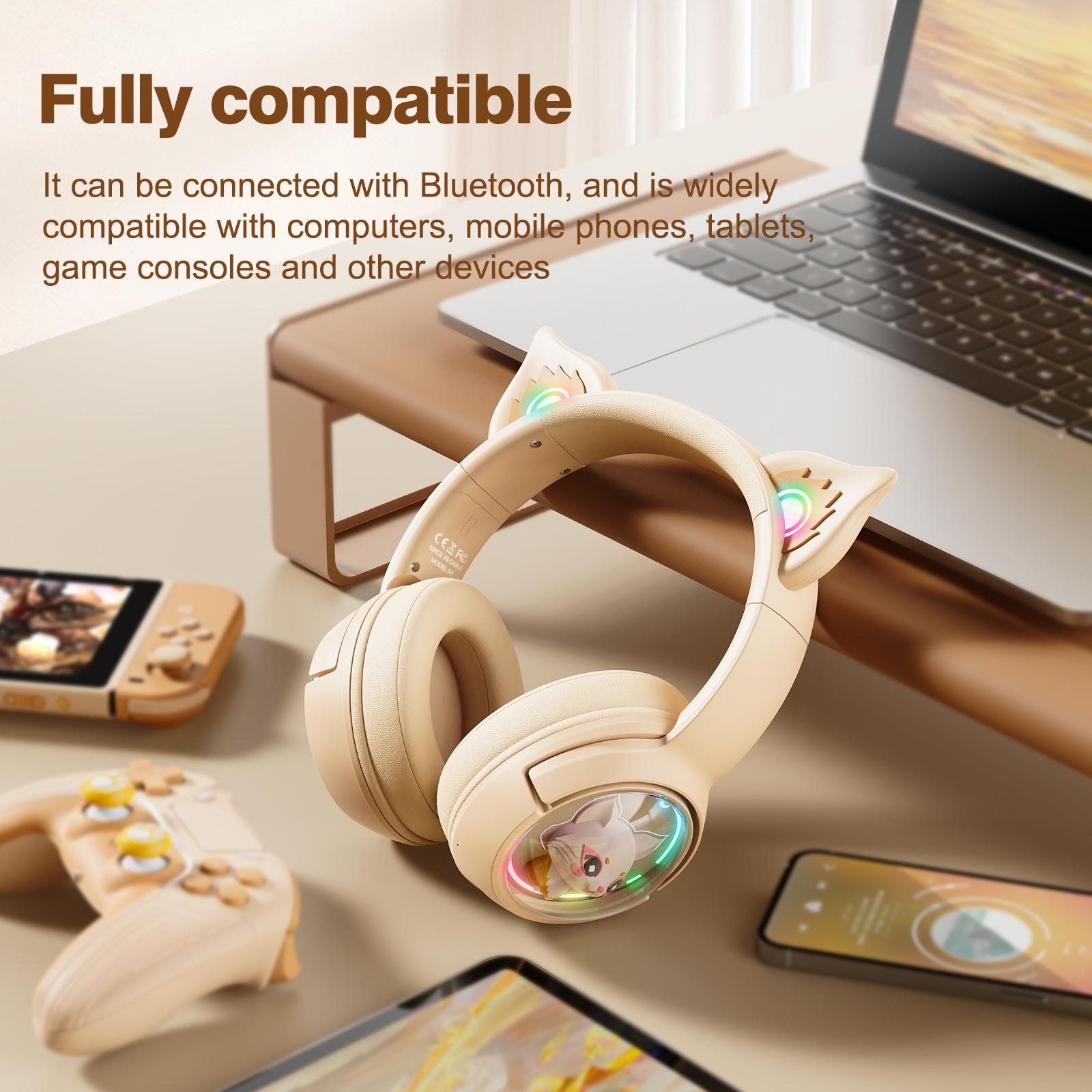 Wireless Cat Ear Bluetooth Headset Usb-C - Pink