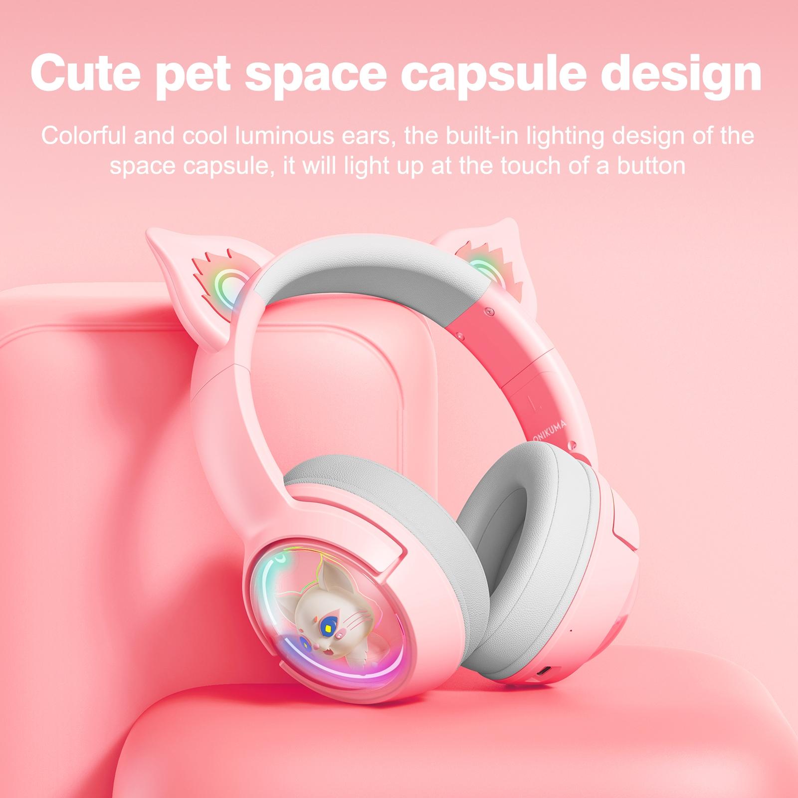 Wireless Cat Ear Bluetooth Headset Usb-C - Pink