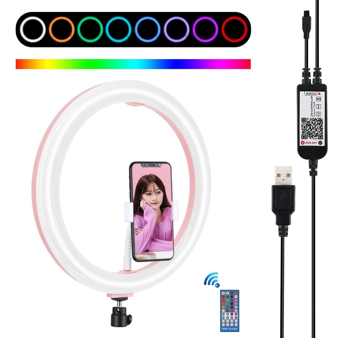 11.8 Dual-temp Led Ring Light with Tripod &amp; Remote - Pink