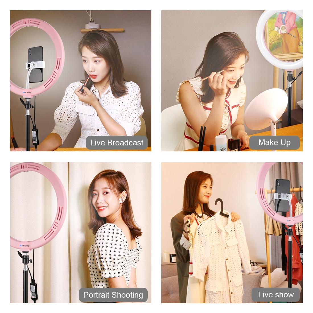 11.8 Dual-temp Led Ring Light with Tripod & Remote - Pink