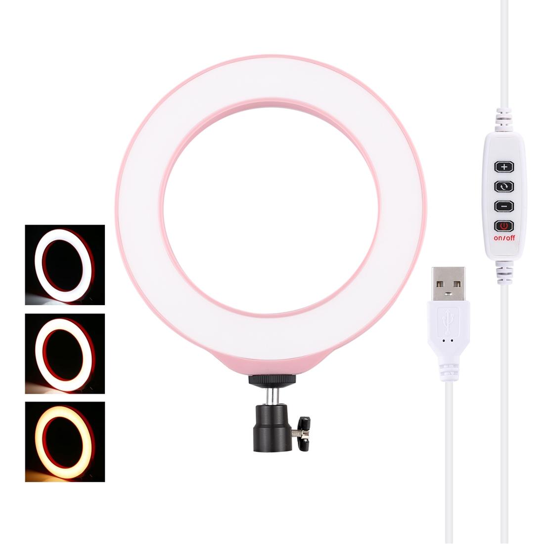 16cm Usb Led Ring Light with Tripod and 3 Modes - Pink