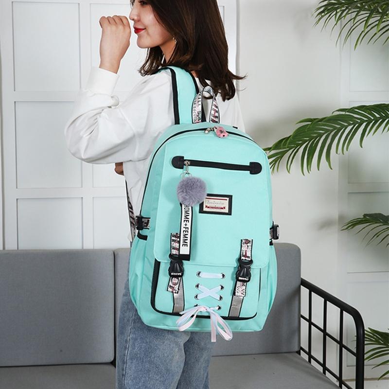 Anti-theft Usb Backpack for Sports and Leisure - Pink
