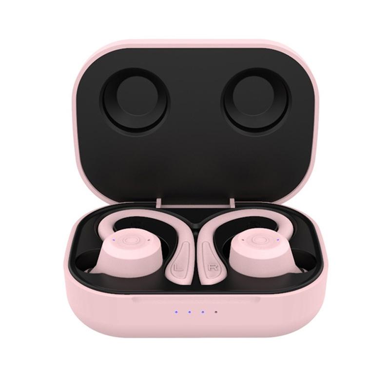 Waterproof T20 Tws Bluetooth Earphones with Charging Box and Noise-cancelling Hooks - White