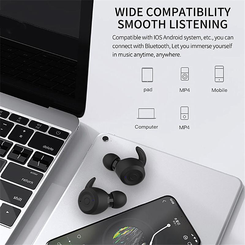 Waterproof T20 Tws Bluetooth Earphones with Charging Box and Noise-cancelling Hooks - White