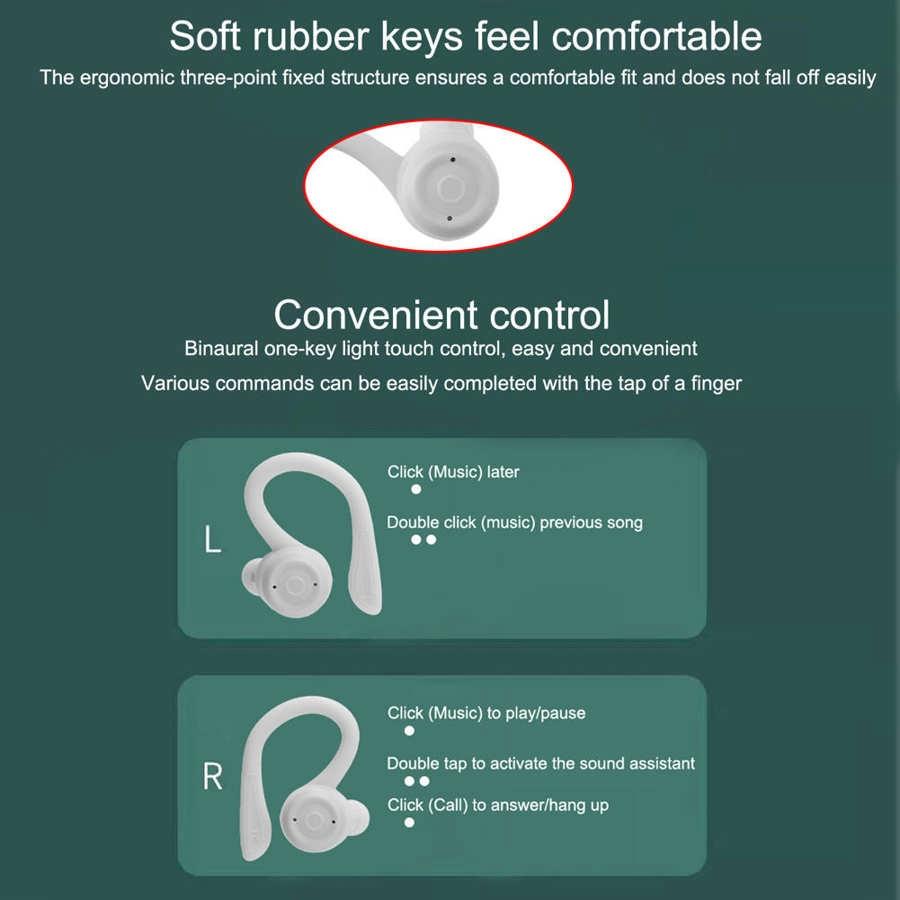 Waterproof T20 Tws Bluetooth Earphones with Charging Box and Noise-cancelling Hooks - White