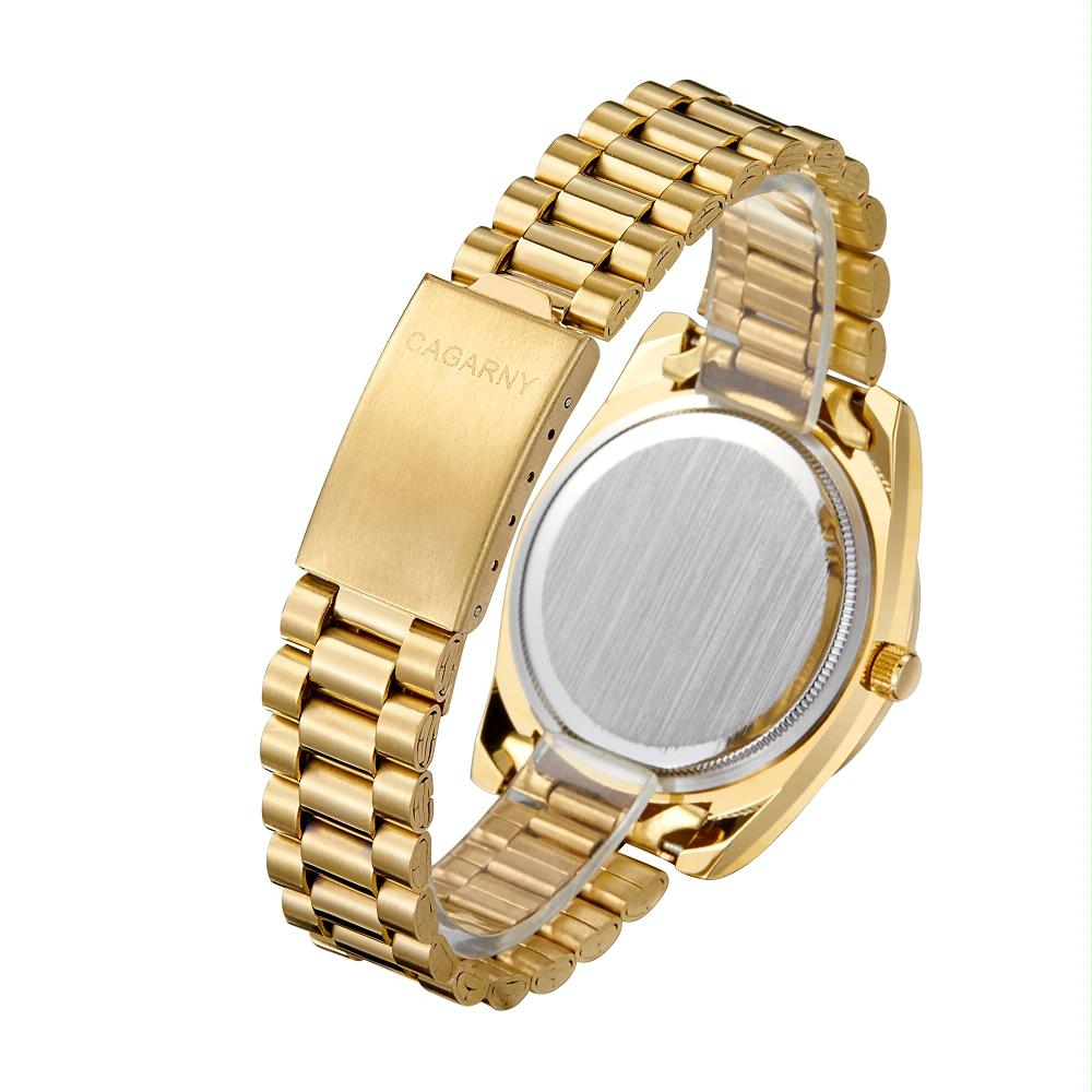 Men Quartz Watch With Diamond-Encrusted Roman Numeral Dial