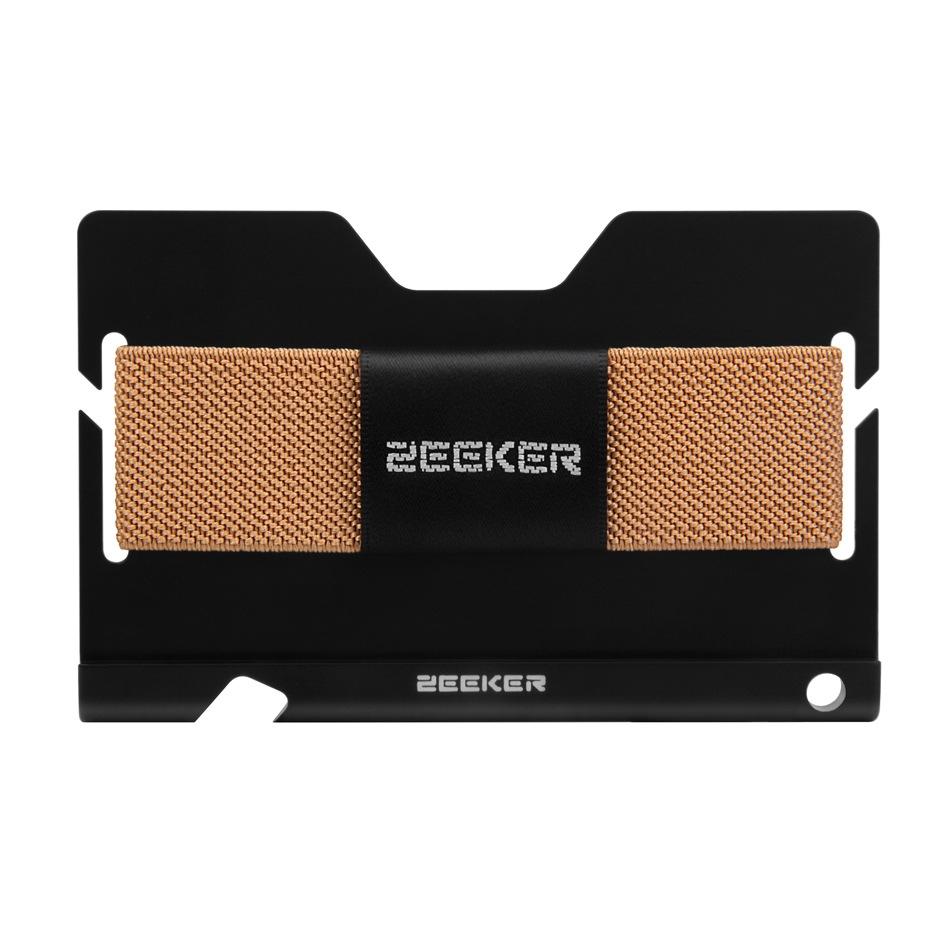 Multi Function Aluminum Card Holder For Men & Women Elastic Band Wallet - Light Coffee