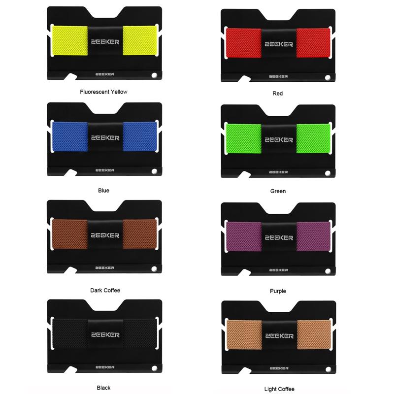 Multi Function Aluminum Card Holder For Men & Women Elastic Band Wallet - Light Coffee