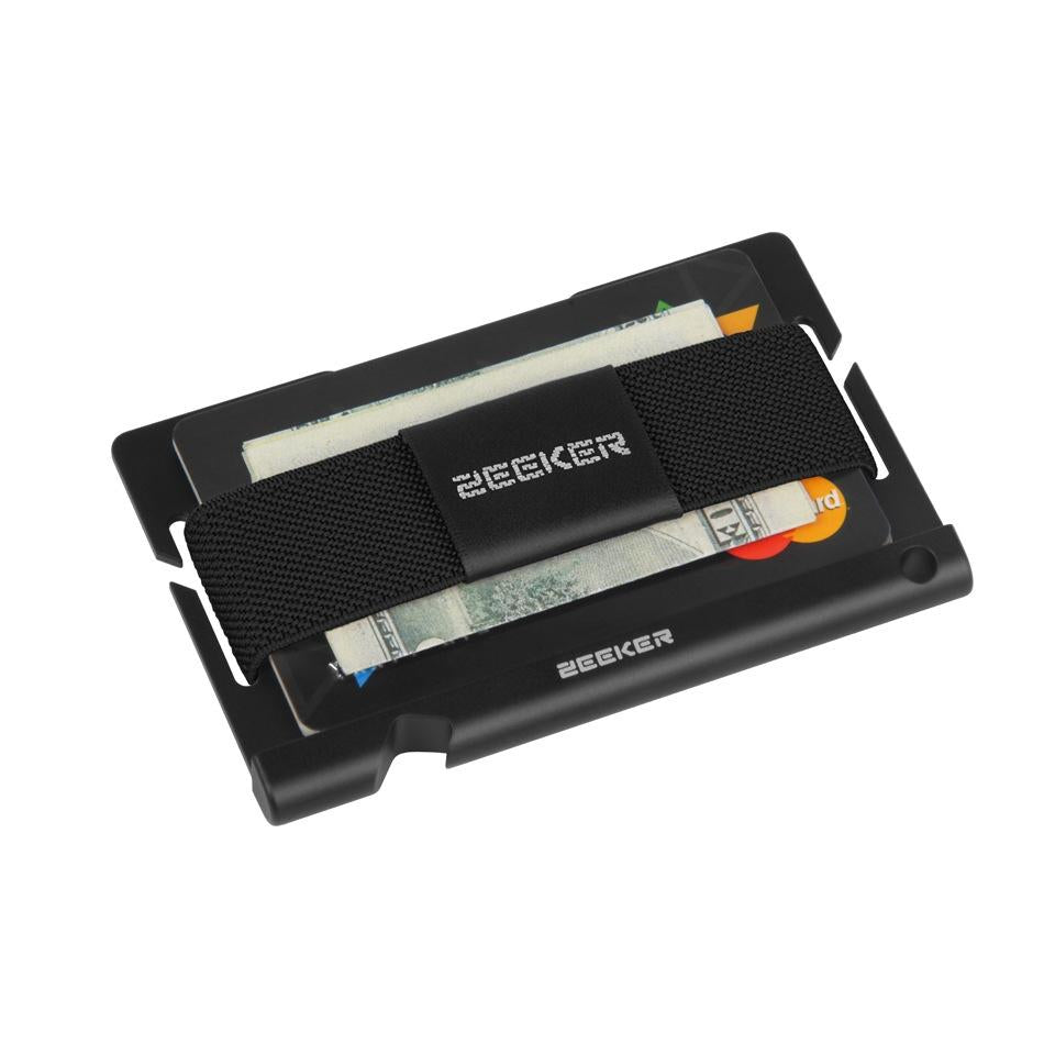 Multi Function Aluminum Card Holder For Men & Women Elastic Band Wallet - Light Coffee