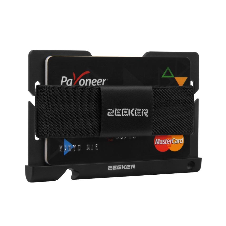 Multi Function Aluminum Card Holder For Men & Women Elastic Band Wallet - Light Coffee
