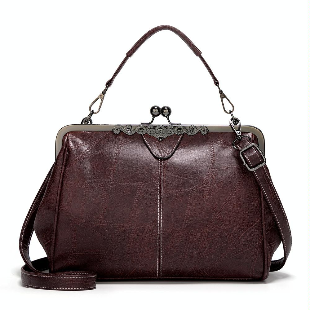 Adjustable Leather Crossbody Bag With Vintage Buckle