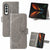 For Samsung Galaxy Z Fold4 5G Embossed Butterfly Love Leather Case - Flower Design - Gray