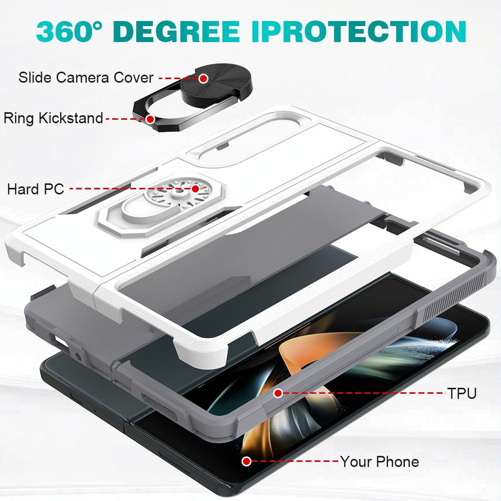 Galaxy Z Fold 4 Tpu Shockproof Case With Ring - 2 In 1 Design