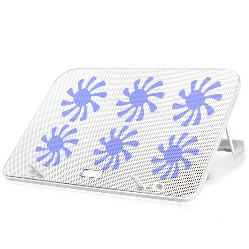 Silent Six-fan Cooling Holder for Notebook Computers - Black