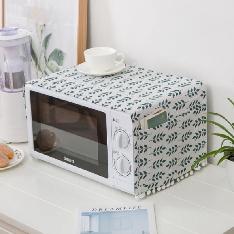 Universal Cotton Linen Microwave Dust Cover - Grey Triangle