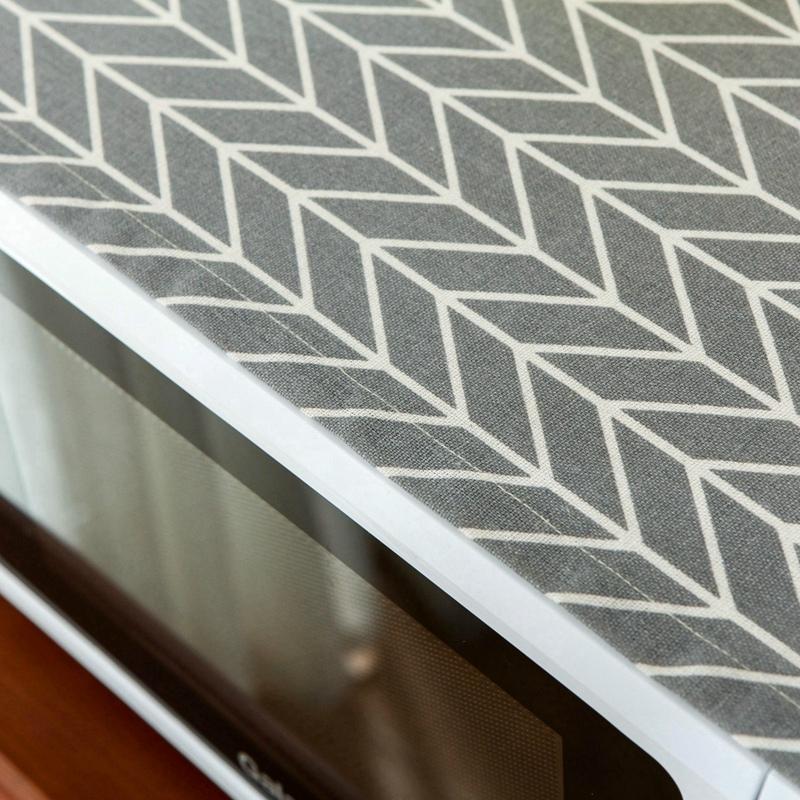 Universal Cotton Linen Microwave Dust Cover - Grey Triangle