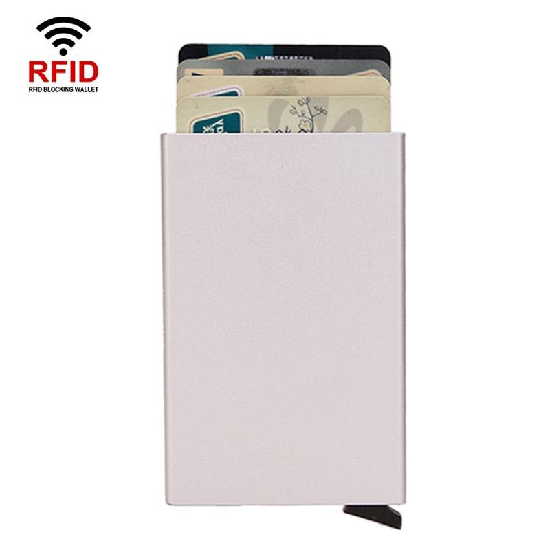 Metal Rfid Card Holder Wallet - Compact Design - Rose Gold