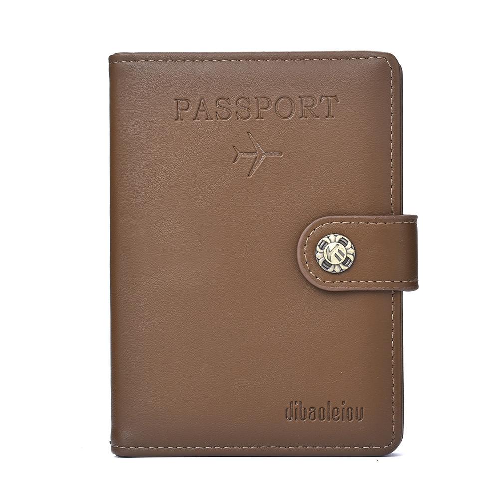 Multi Functional Passport Case With Buckle Dibaoleiou Pu Leather - Dark Brown