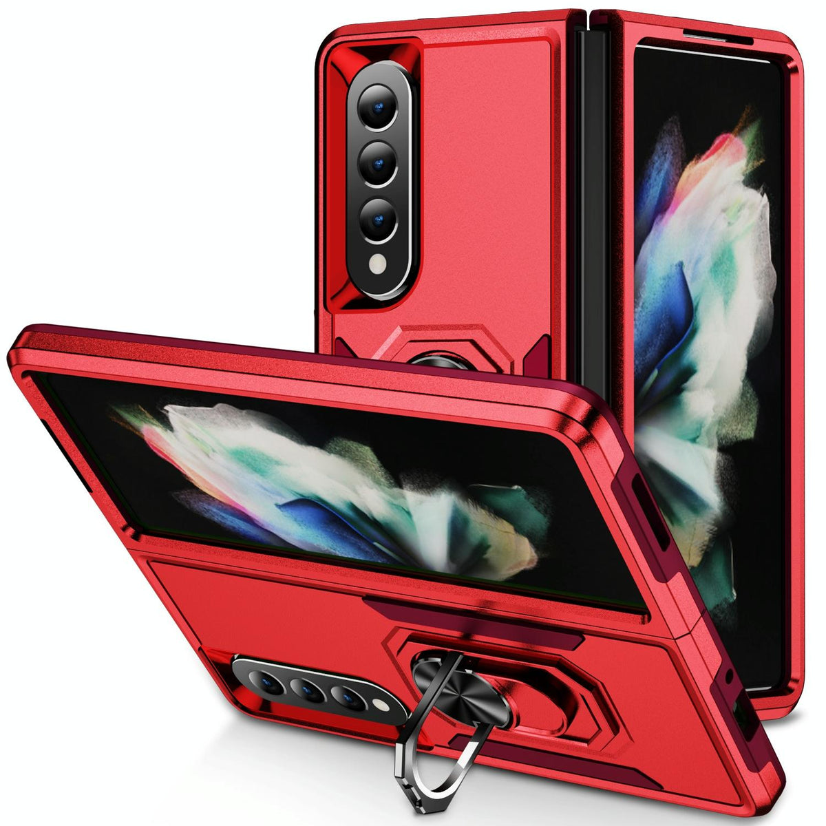 For Samsung Galaxy Z Fold4 5G Shockproof Case With Holder - Pc Tpu - Green