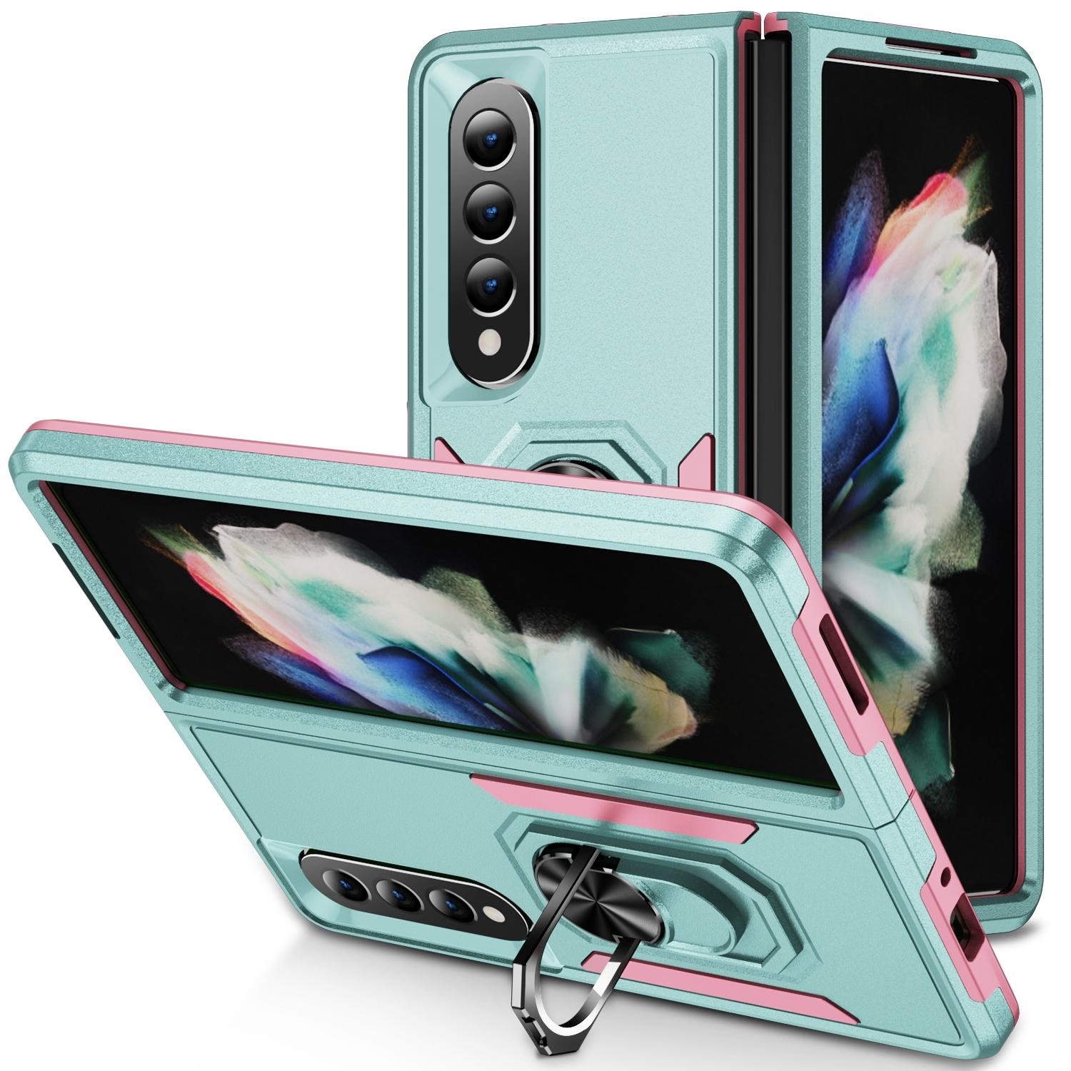 For Samsung Galaxy Z Fold4 5G Shockproof Case With Holder - Pc Tpu - Green