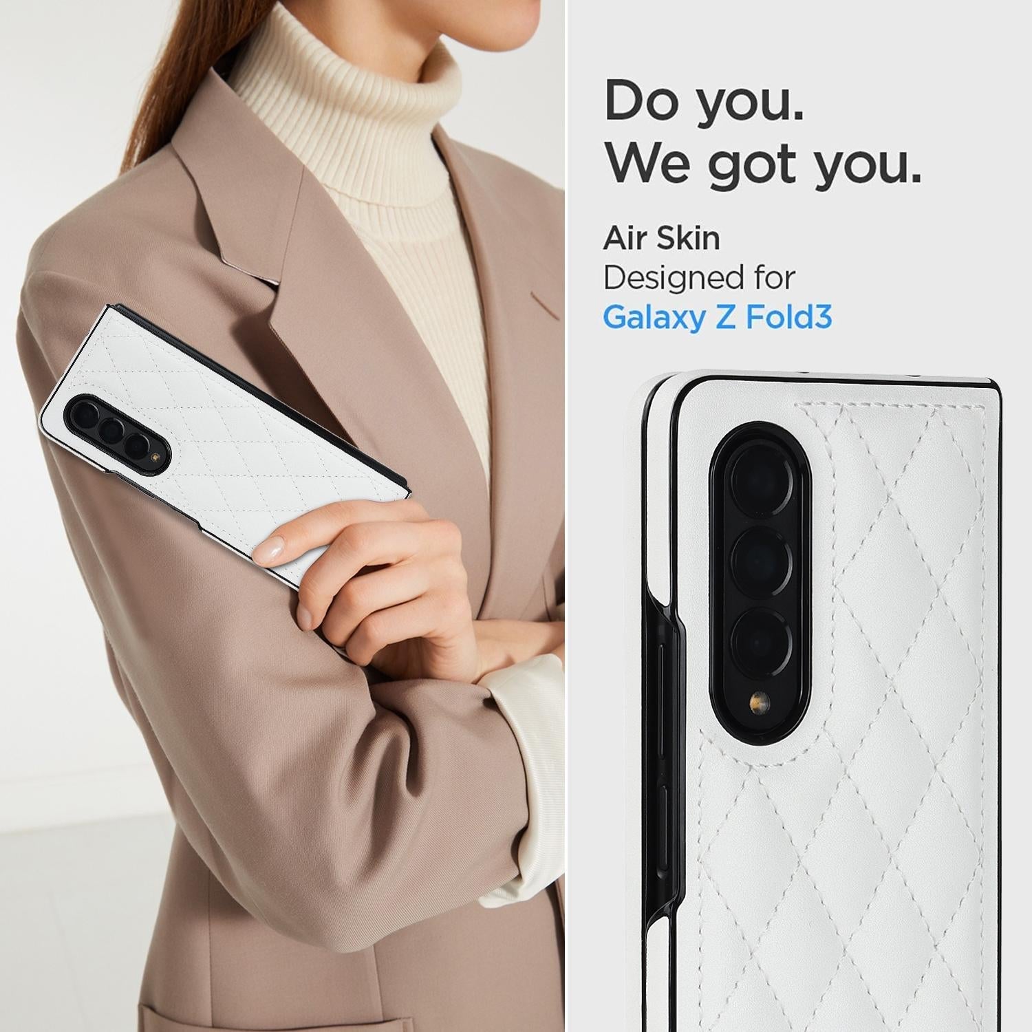 For Samsung Galaxy Z Fold4 5G Foldable Microfiber Phone Case - Rhombic Design - Brown
