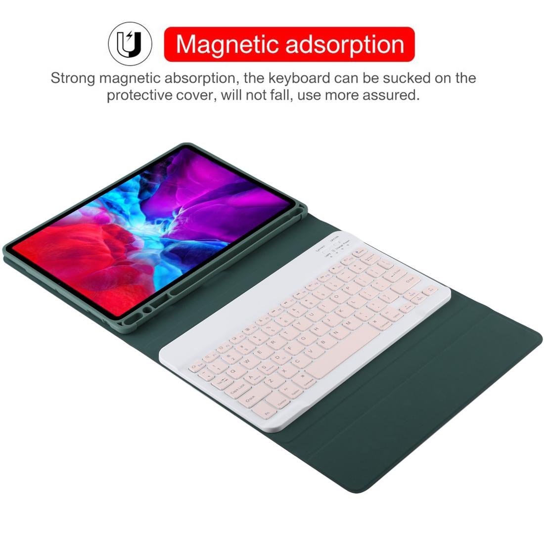 Bluetooth Tablet Case For Ipad Pro 11 With Detachable Microfiber Leather Pen Slot & Holder - Green