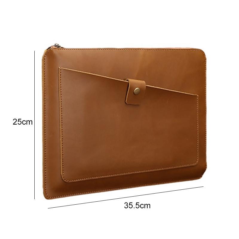 Premium Leather Business Laptop / Tablet Zipper Bag - Universal Fit - Green