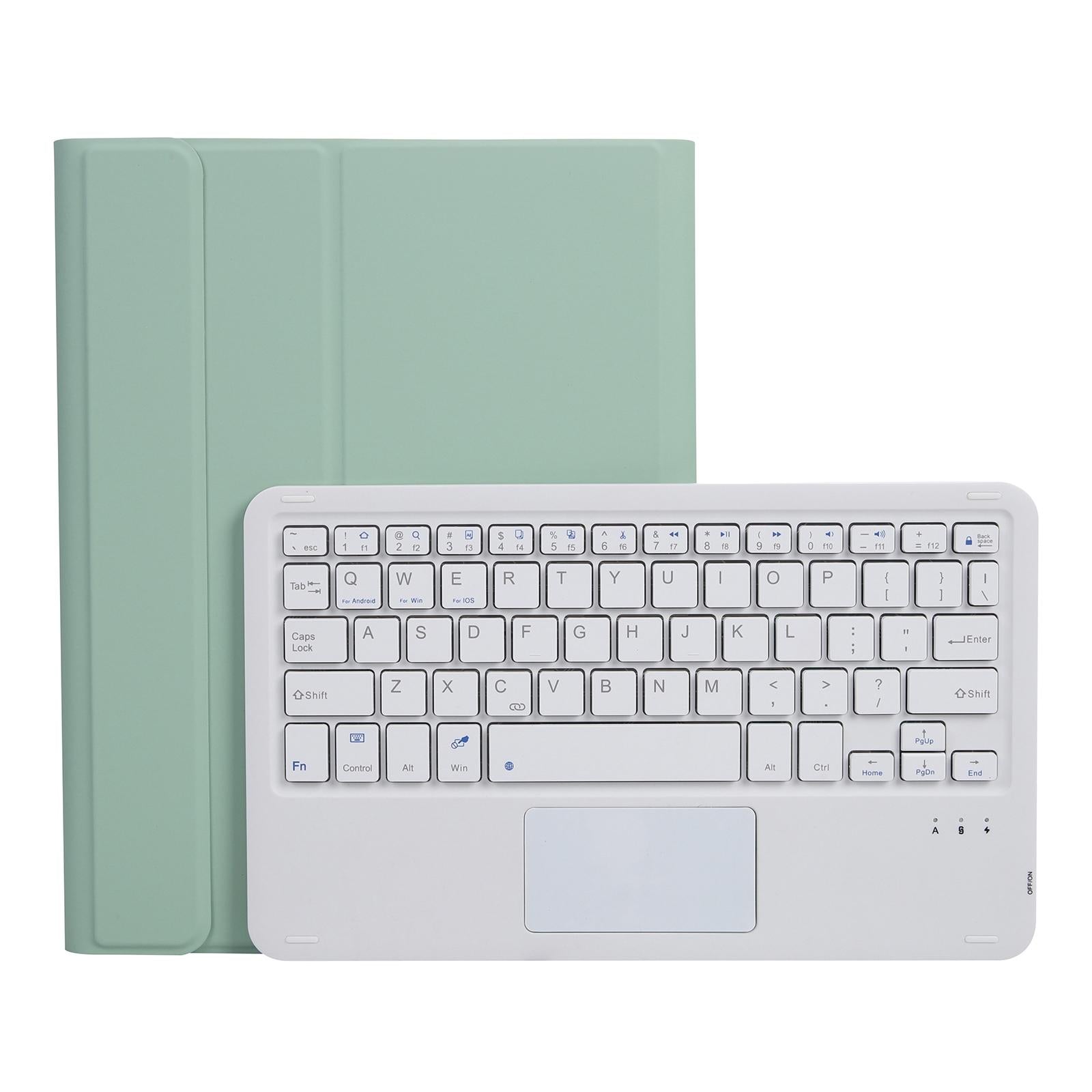 Bluetooth Keyboard Leather Case For Ipad Pro 10.5 With Touch Control - Lambskin Texture Compatible With 10.2 2021 & 2020 & 2019 / Air 3 - Dark Green