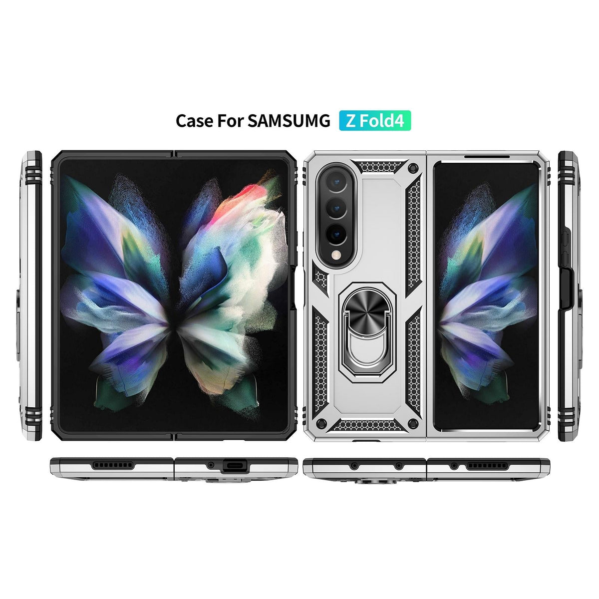 For Samsung Galaxy z Fold4 5G Tpu & Pc Shockproof Phone Case - Black
