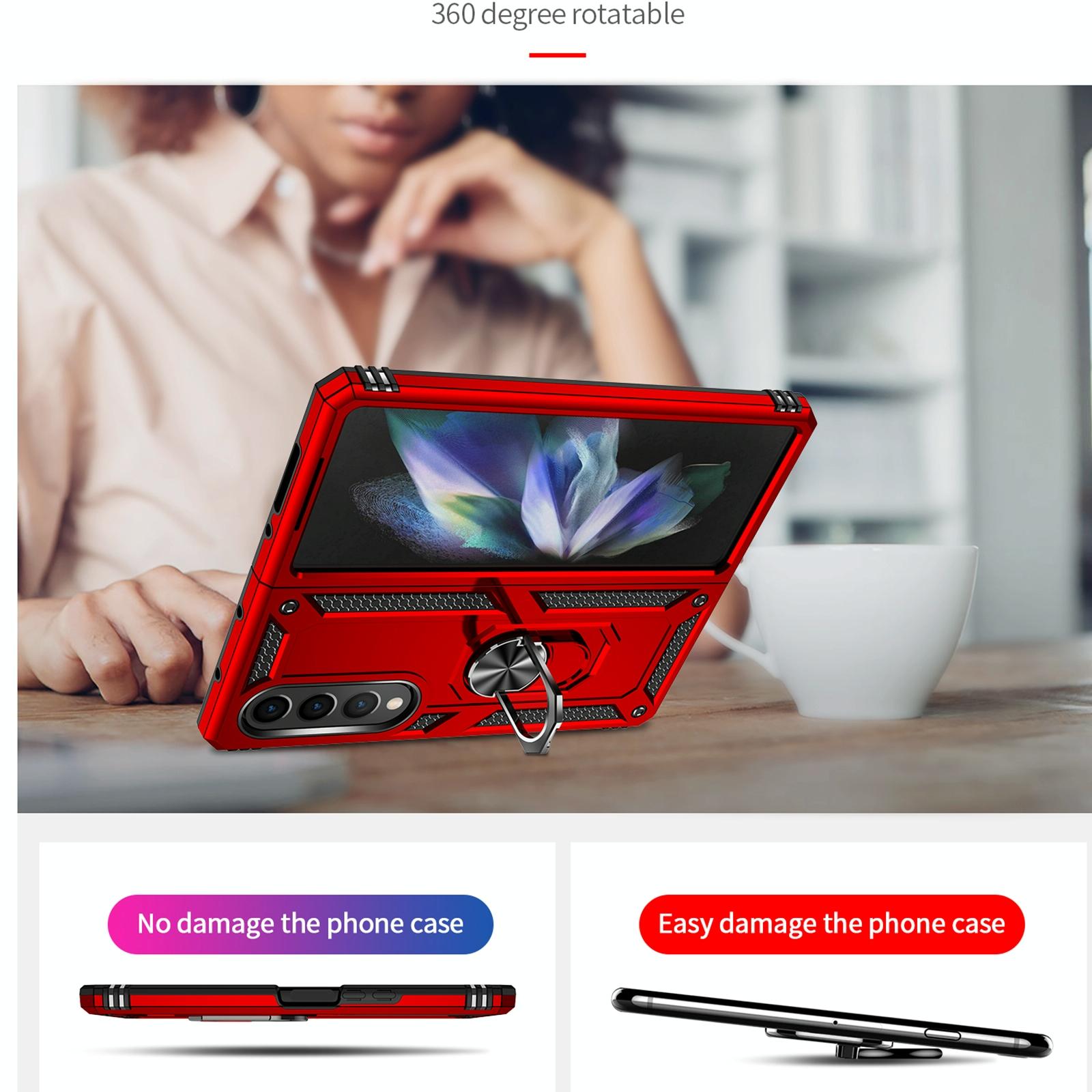 For Samsung Galaxy z Fold4 5G Tpu & Pc Shockproof Phone Case - Black