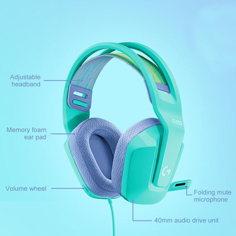 Foldable Wired Gaming Headset With Mic - Green