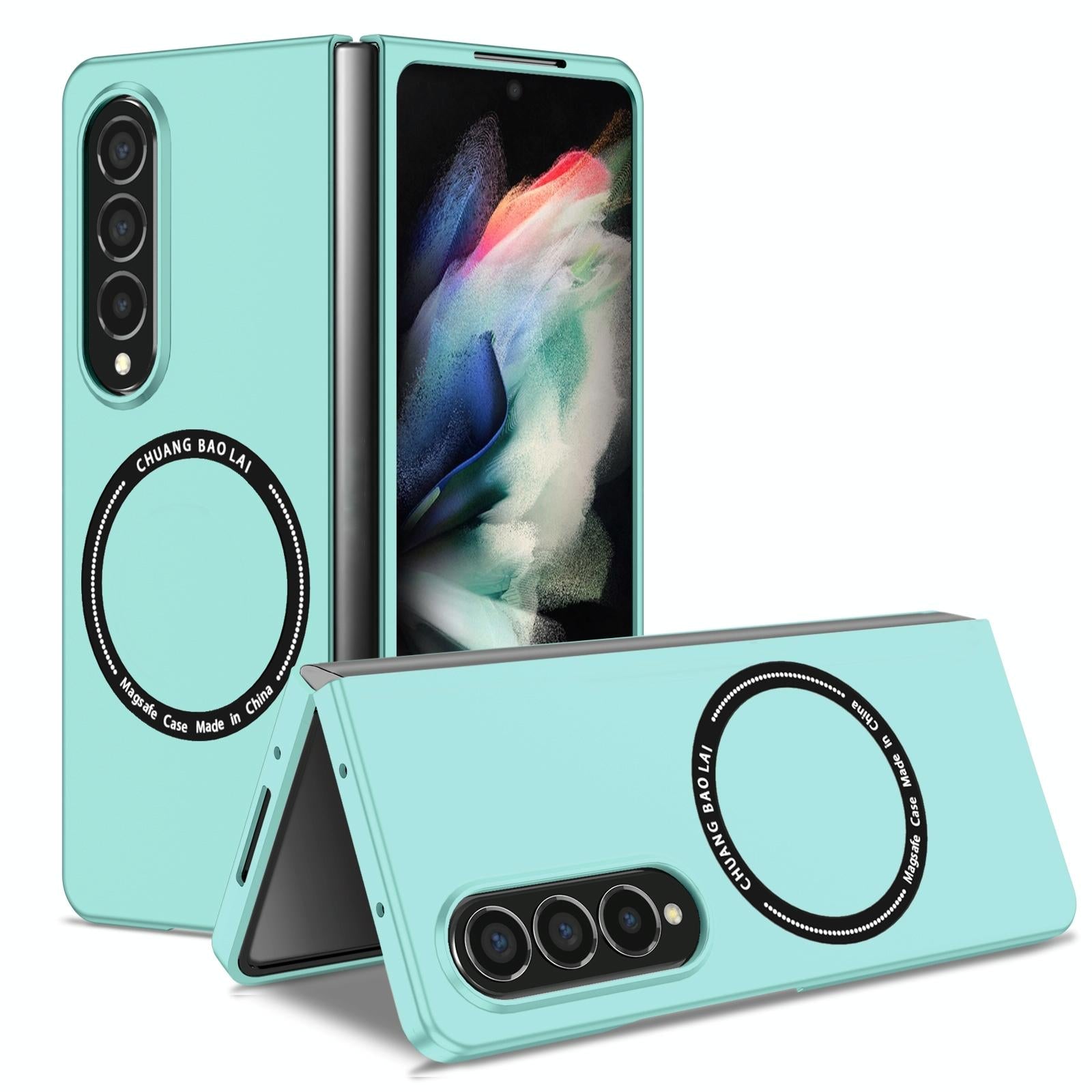 For Samsung Galaxy Z Fold4 5G Secure & Portable Magnetic Folding Case - Light Blue