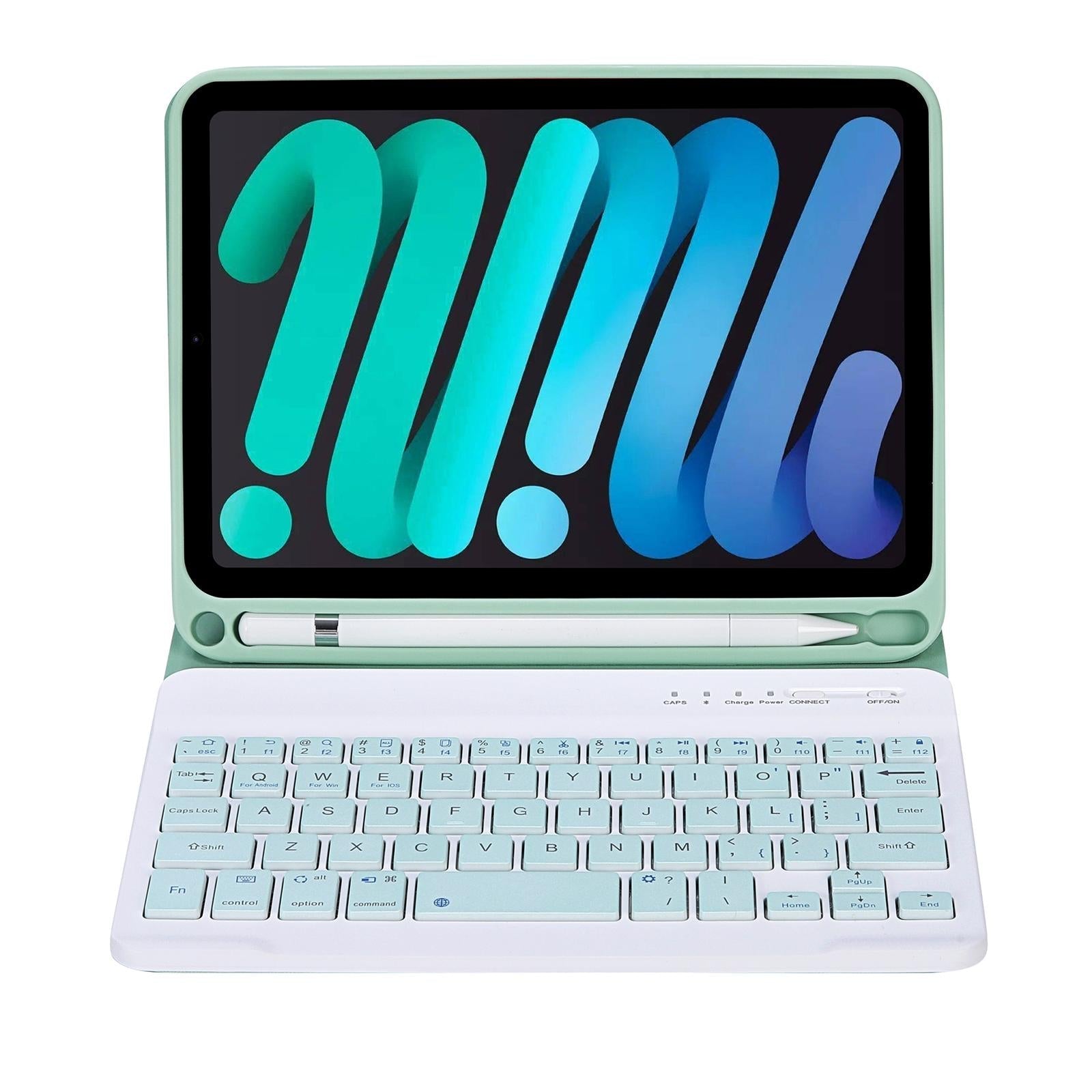 Ultra-Thin Bluetooth Keyboard Tablet Case For Ipad Mini 6 With Stand And Pen Slot - Candy Colour - Green