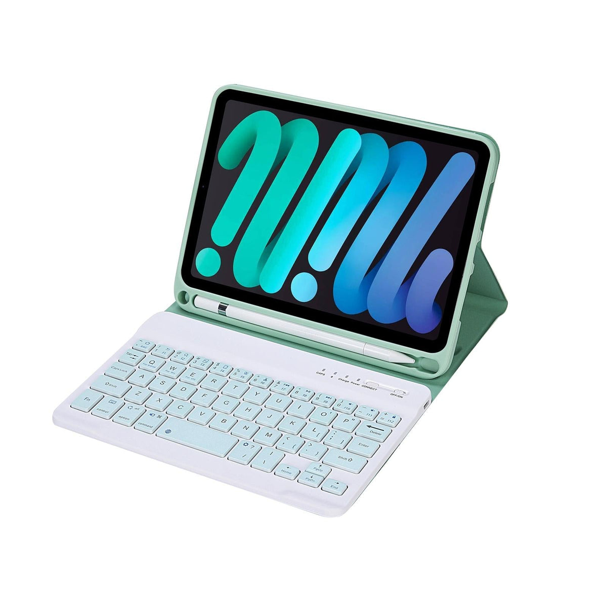 Ultra-Thin Bluetooth Keyboard Tablet Case For Ipad Mini 6 With Stand And Pen Slot - Candy Colour - Green