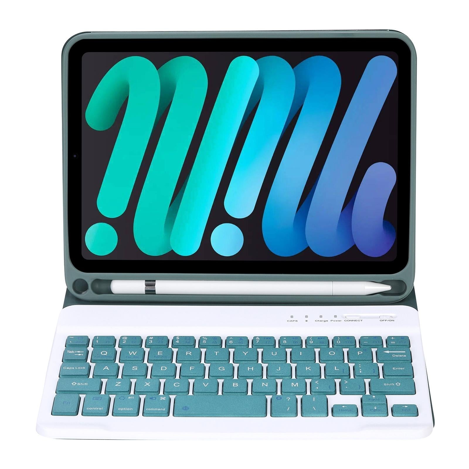 Ultra-Thin Bluetooth Keyboard Tablet Case For Ipad Mini 6 With Stand And Pen Slot - Candy Colour - Green