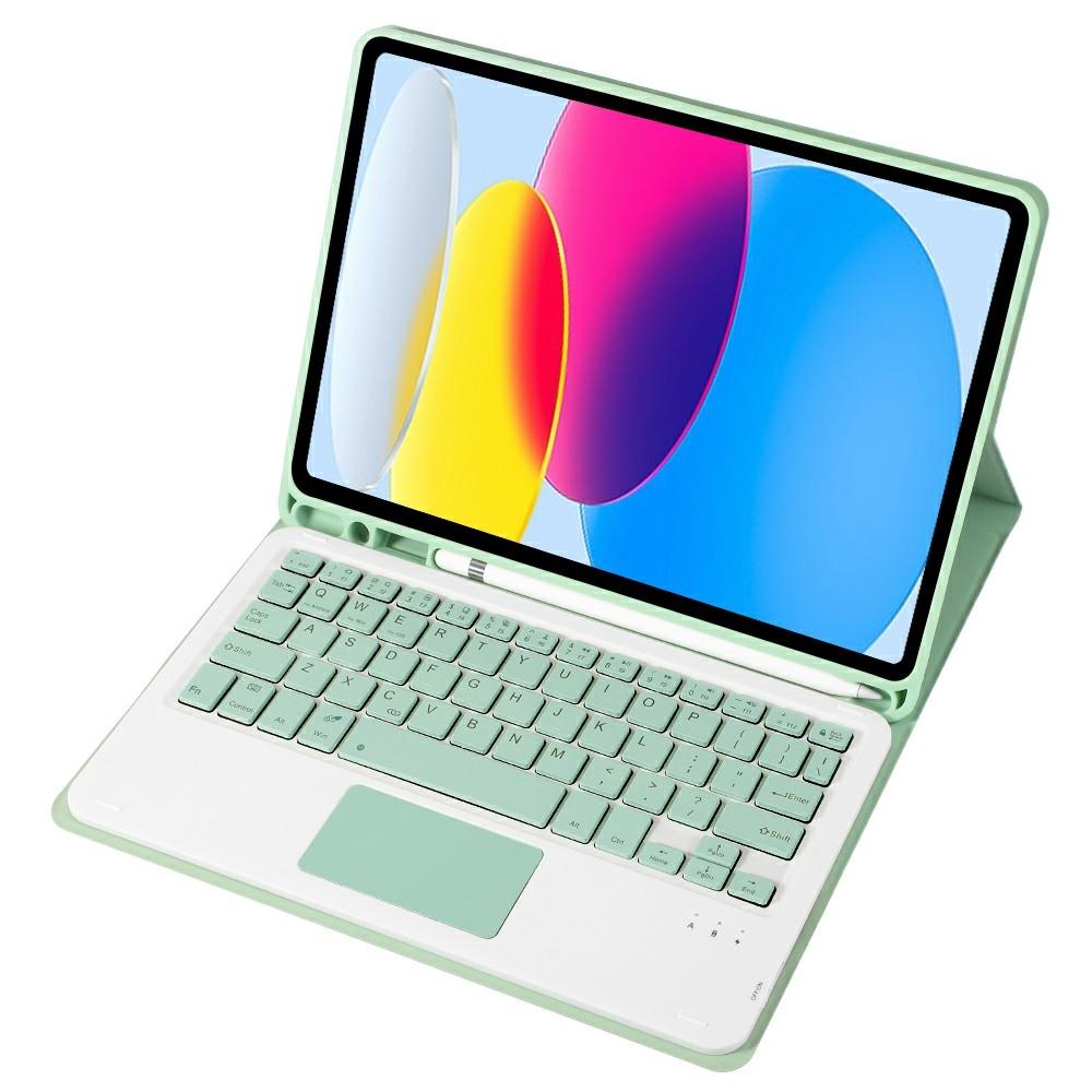 2022 Ipad 10.9 Lambskin Bluetooth Keyboard Case With Pen Slot - Green