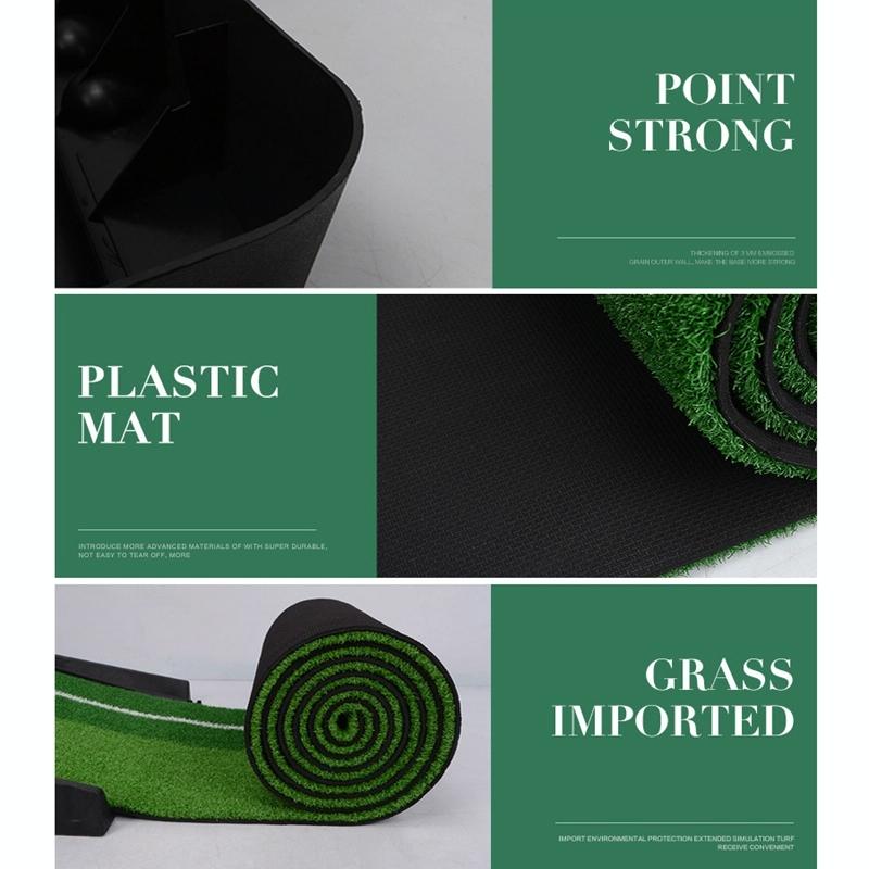 2.5m Golf Mini Putting Mat with Push Rod Trainer - Fairway Green