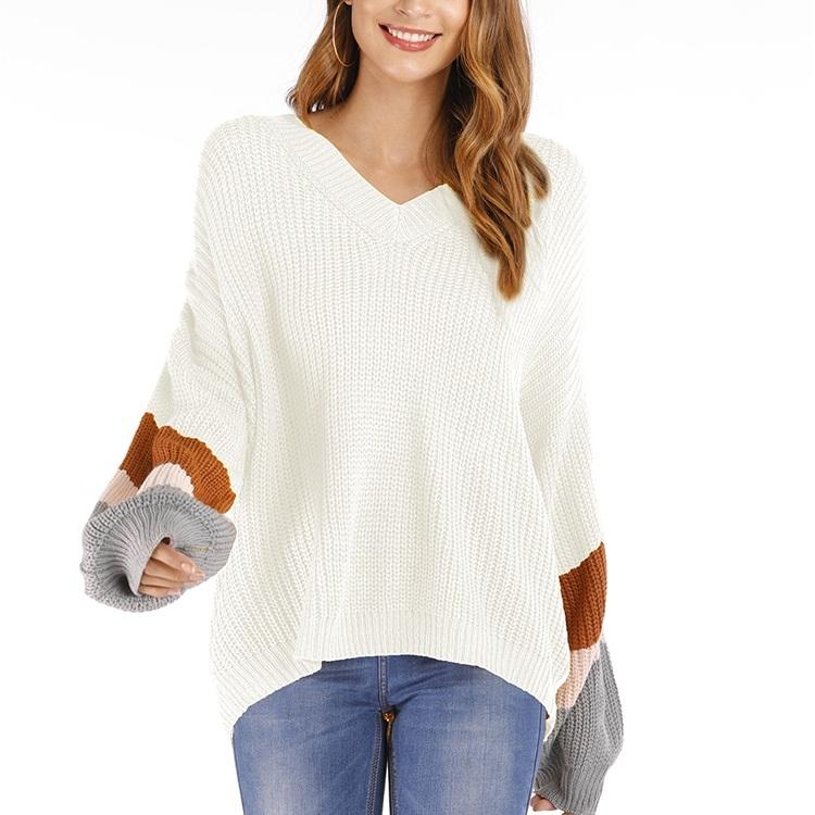 Fashion Casual V-Neck Sweater - Grey L