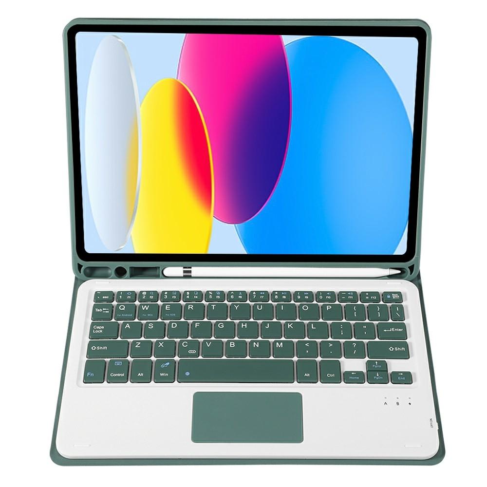 2022 Ipad 10.9 Lambskin Bluetooth Keyboard Case With Pen Slot - Dark Green