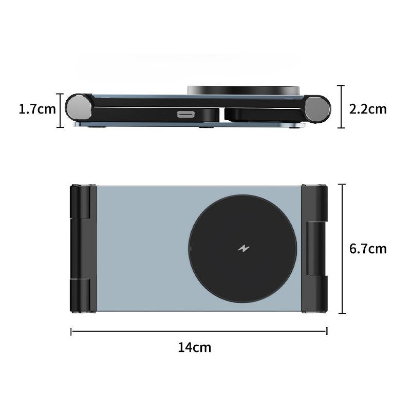 15W 3 In 1 Foldable Desktop Wireless Charger - Dark Gray