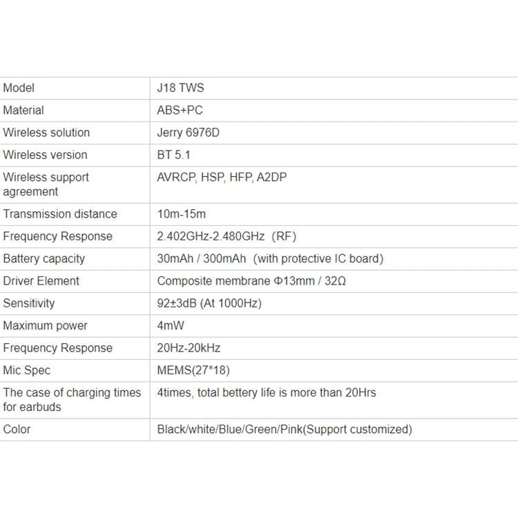 Wireless t & g J18 Bluetooth Earphones with Charging Box - Rose Gold