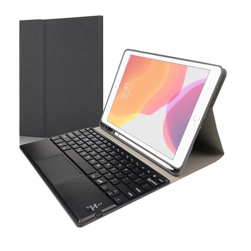 10.2 Ipad Keyboard Case With Touchpad Pen Slot & Bracket - Detachable Magnetic Silk Pattern Tpu - Rose Gold