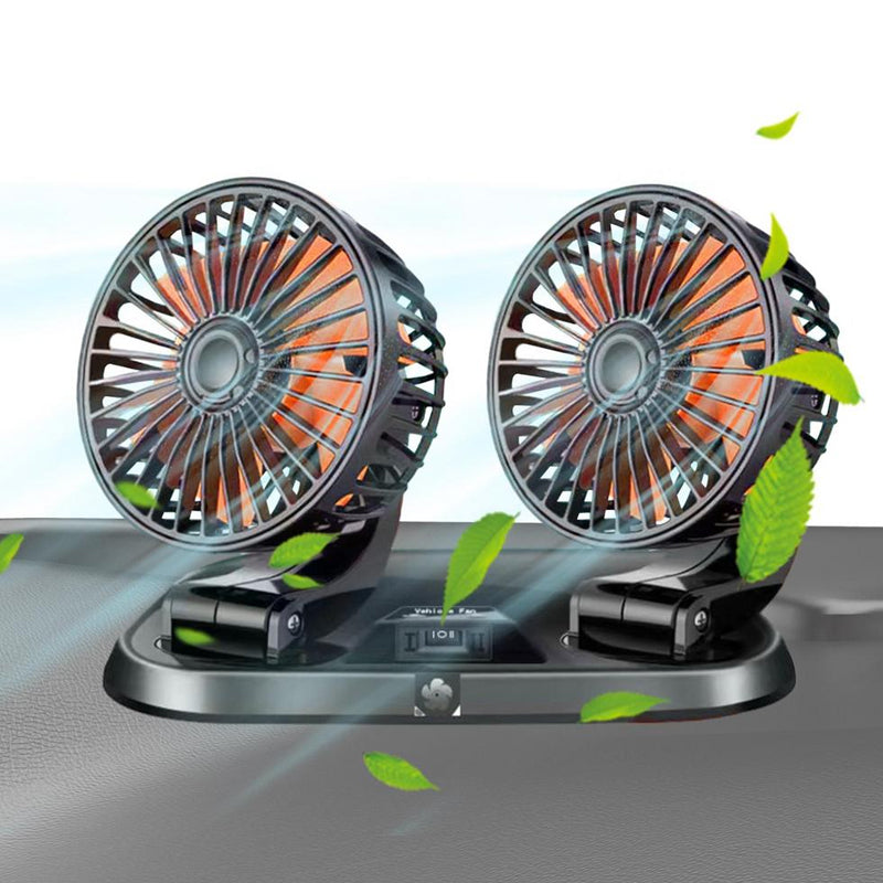 Vibe Geeks Speed Adjustable Portable Dual Head Car Cooling Fan with Parking Sign